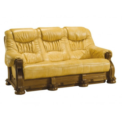 Sofagarnitur Holz Leder 3+2+1 Komplettes Set Klassik Couchgarnitur Sitz Polster