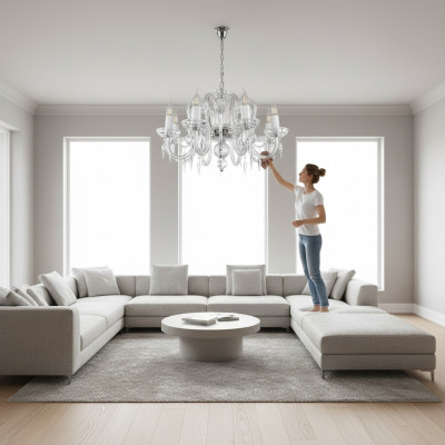 Wohn Ess Zimmer Luster Kronleuchte Deckenlampe Leuchte Lampe Kristall Lampen