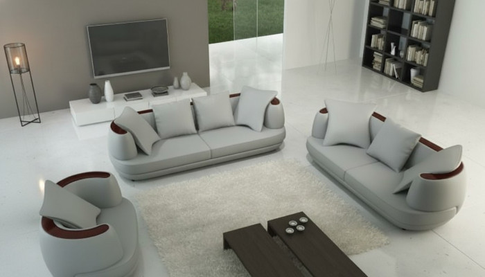 Ledersofa USB Sofagarnitur 3+2+1 Couch Sitz Polster Sofa Garnitur Set Garnituren