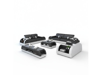 Sofagarnitur mit USB Couch Polster Leder Sofa 3+2+1 Klassische Couchen Sitz NEW