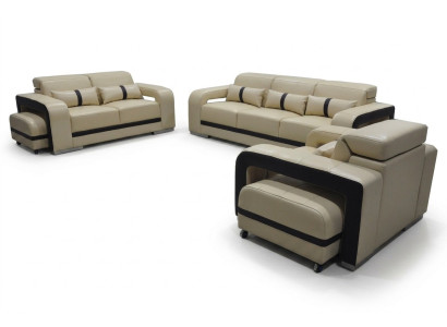 Sofa mit USB,Leder Couch Polster Garnitur 3+2+1 Sitz Komplett Set Design Neu