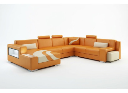Ecksofa Polster Designer Sofa Eckgarnitur Couch Modernde Sofas U Form Leder +USB