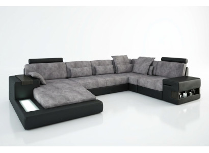 Design Leder Sofa Couch Polster Garnitur Wohnlandschaft Sofas Couchen mit USB