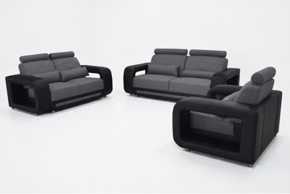 Sofa mit USB Garnitur Couch Polster Design Sitz Komplett Set Leder Stoff Neu