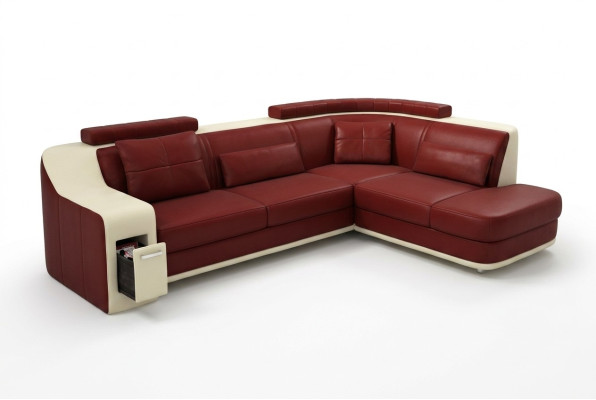 Ecksofa Leder Textil Sofa mit USB Polster Wohnlandschaft L Garnitur Sitz Isching