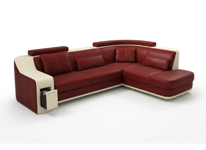 Ecksofa Leder Textil Sofa mit USB Polster Wohnlandschaft L Garnitur Sitz Isching