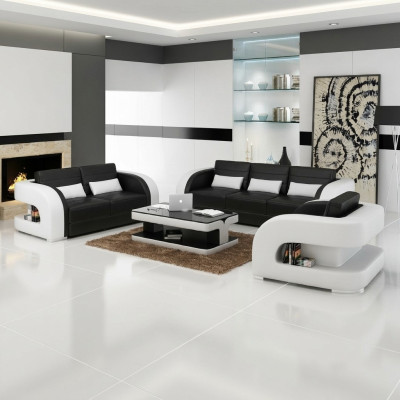 Sofagarnitur Ledersofa USB Sofa Couch Sofa Wohnlandschaft Garnituren 3+2+1 Neu