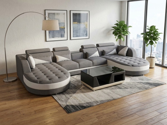 Ecksofa Design Eckgarnitur Eckcouch Sofa Wohnlandschaft Couch Polster Tisch USB