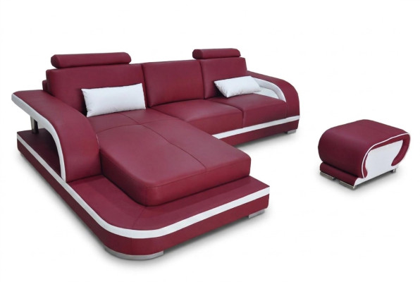 Leder Eck Sofa mit USB Luxus Garnitur Ecke Sofas Couchen Polster Wohnlandschaft