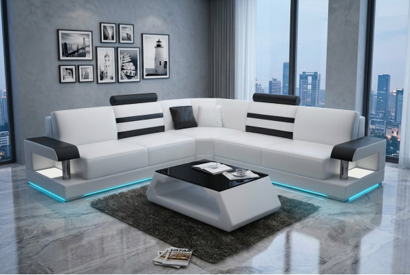 Leder Wohnzimmer Garnituren Couch Set Sofas Couchen Sofagarnitur 3+2+1 mit USB