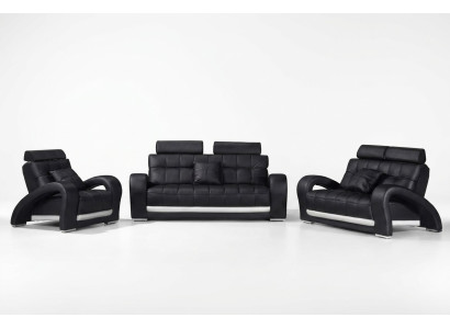 Ledersofa mit USB Wohnlandschaft 3+2+1 Sitzer Garnitur Design Modern Sofa B2023
