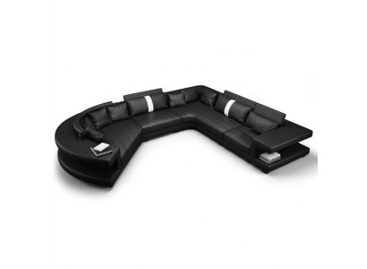 Wohnlandschaft Moderne Sitz Polster Wohnzimmer Polster Ecke Couch USB + Licht