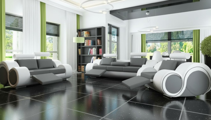 Leder Sofa Sofagarnitur 321 Sitz USB Couchgarnitur Polstergarnitur BERLIN Couch