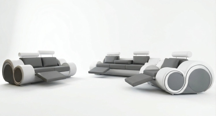 Leder Sofa Sofagarnitur 321 Sitz USB Couchgarnitur Polstergarnitur BERLIN Couch