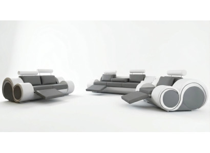Leder Sofa Sofagarnitur 321 Sitz USB Couchgarnitur Polstergarnitur BERLIN Couch