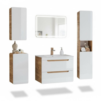 Design Badezimmer Möbel Bad Garnitur Schrank Waschbecken Deko Beleuchtung