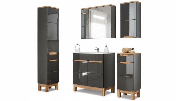 Design Möbel Badezimmer Bad Set Garnitur Schrank Waschbecken Badmöbelsets 5tlg.