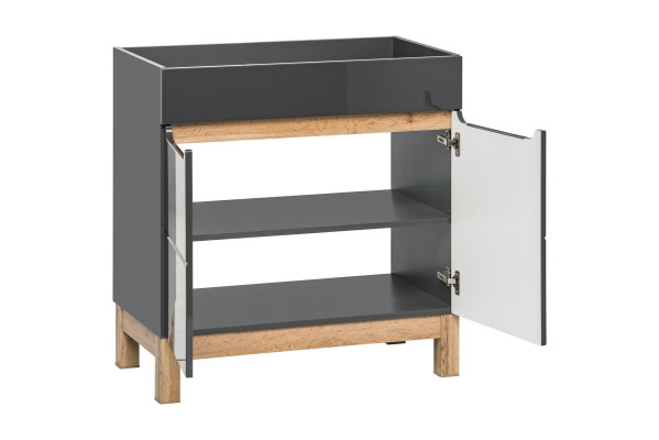 Grauer Waschtisch mit Unterschrank Hochwertige Waschbecken