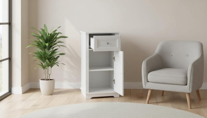 Badmöbel Unterschrank Badschrank weiß 81cm Schrank Badezimmermöbel Hänge Bad Neu