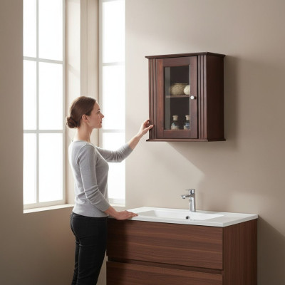 Apotheken Badezimmer Badmöbel Regal Schrank Braun Schränke Holz