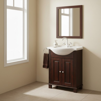 Brauner Waschtisch Unterschrank Hochwertige Waschbecken Badezimmer Möbel 65cm