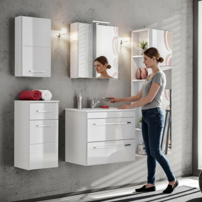 Design Badezimmer Möbel Deko Bad 5 tlg. Set Garnitur Schrank Waschbecken