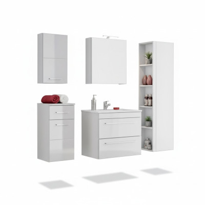 Design Badezimmer Möbel Deko Bad 5 tlg. Set Garnitur Schrank Waschbecken