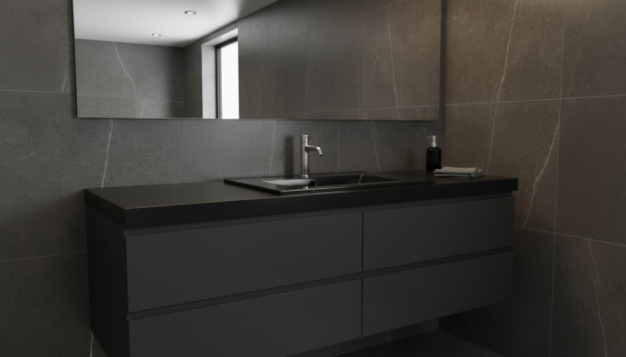 Keramik Waschtisch Waschbecken Einbau Schwarz Becken Waschbecken