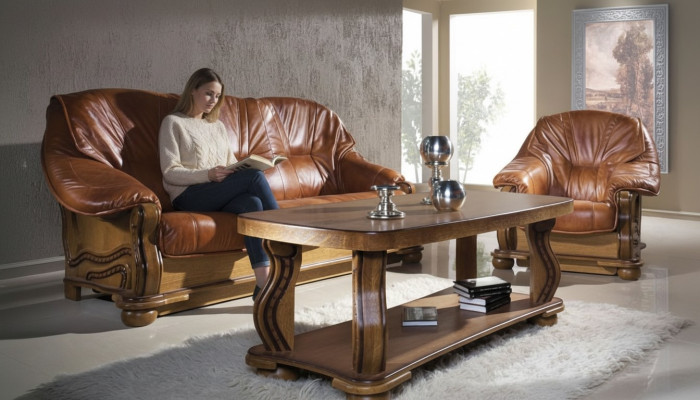 Antik Stil Ledersofa Couch Sofagarnitur 3+2+1 Sitzer Italienisches Leder Polster