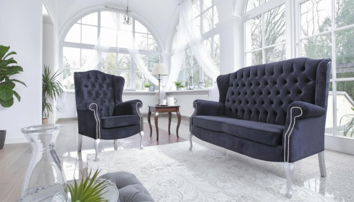 Klassische Chesterfield Sofagarnitur 3+2+1 Sitzer Sofa Couch Polster Samt Neu