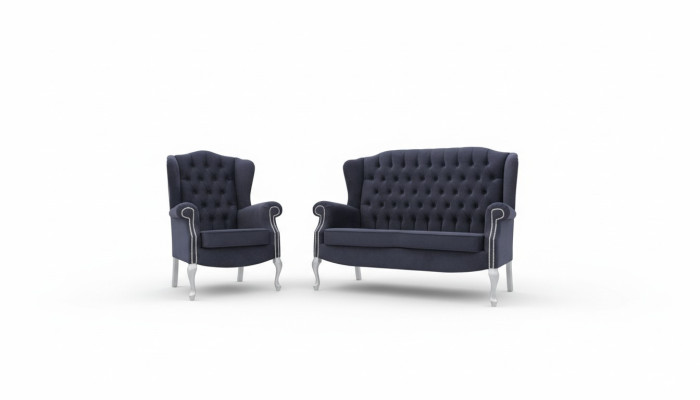 Klassische Chesterfield Sofagarnitur 3+2+1 Sitzer Sofa Couch Polster Samt Neu