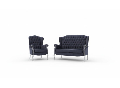 Klassische Chesterfield Sofagarnitur 3+2+1 Sitzer Sofa Couch Polster Samt Neu