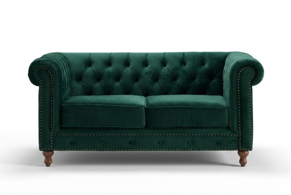 Britischer Chesterfield Grüner Dreisitzer Couch - Luxus Leder Möbel 