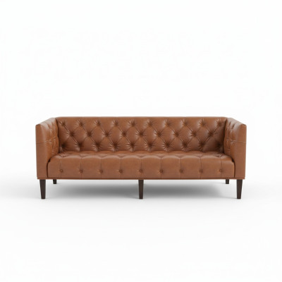 Männer Club Chesterfield Sofa Couch Leder Polster Dreisitzer Braun