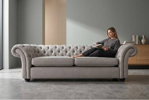 Englische Sitz Polster Couch - Textil Sofa Schlaf Sofas Couchen Neu