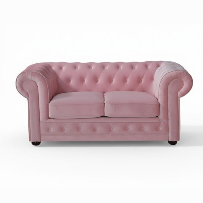 Rosa Chesterfield Sofa Couch Polster Stoff Leder Couchen  Polster Garnitur Neu