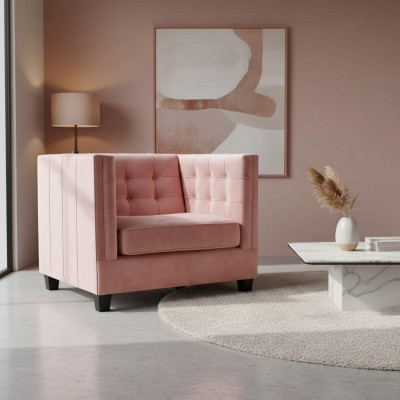 Stuhl 1x Esszimmer Fernseh Lounge Textil Sitz Sessel Chesterfield Polsterstuhl
