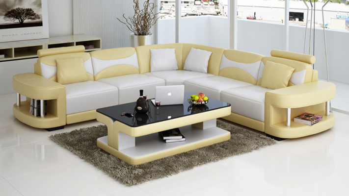 Design Ecksofa Leder Sofa Couch Polster Eck Sitz Wohnlandschaft Garnitur