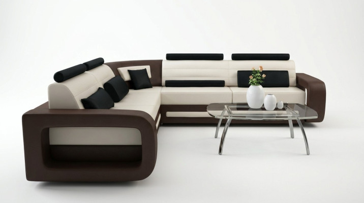 Ecksofa Polster Couch Leder Ecksofa Wohnlandschaft L-Form Polstergarnitur