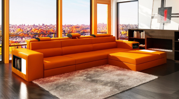 Designer Sofa Couch Garnitur Ecksofa mit Hocker Wohnlandschaft Polster