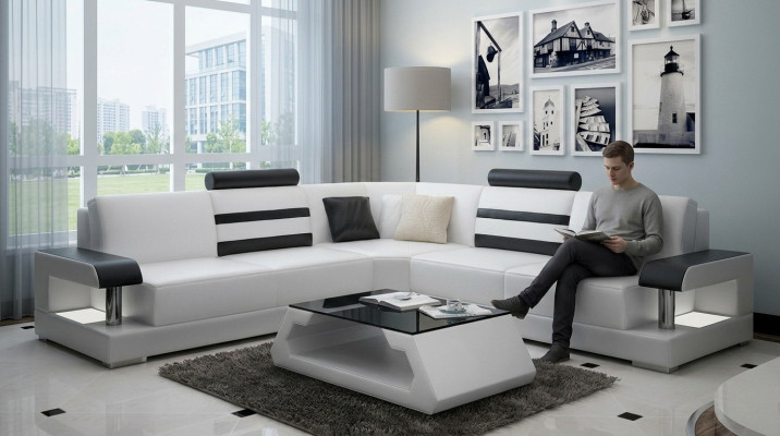 Ecksofa Leder Sofa Couch Polster Eck Sitz Wohnlandschaft Garnitur L Form