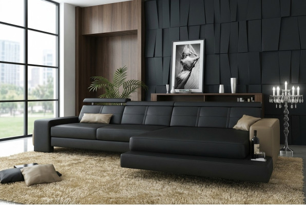 Garnitur Designer Sofa Couch Ecksofa mit Hocker Wohnlandschaft Polster