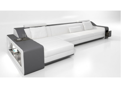 Designer Sofa Couch Ecksofa mit Hocker Wohnlandschaft Polster Garnitur