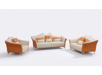 Sofa Polster Leder Couch Sitz Komplett Set Moderne Garnitur 3+2+1 Sitzer