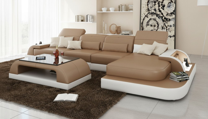 Couch Garnitur Polster Big xxl Sofas Couchen Sofa Wohnlandschaft Ecksofa + Tisch