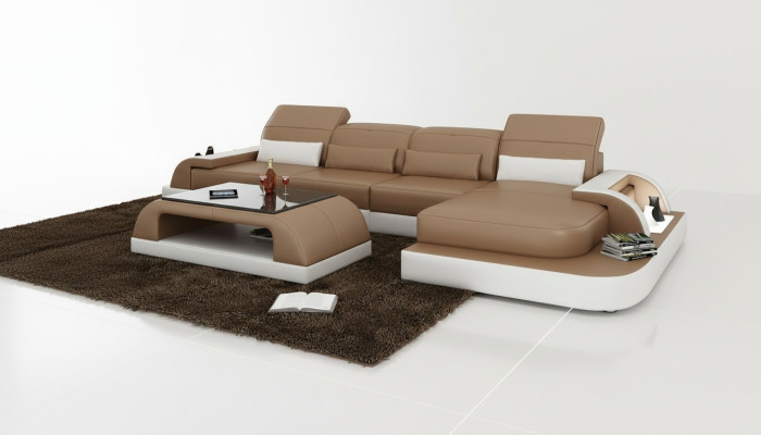Couch Garnitur Polster Big xxl Sofas Couchen Sofa Wohnlandschaft Ecksofa + Tisch
