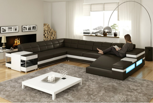 Design Ecksofa Sofa Couch Polster Eckgarnitur Deko Ledersofa Sofas Couchen
