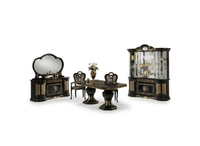 Klassischer Design Esstisch Tisch Italienische Stil Möbel Tische Schwarz Gold