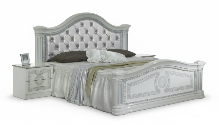 Klasse Schlafzimmer Set 3tlg Bett Doppelbett Betten 2x Nachttisch Chesterfield