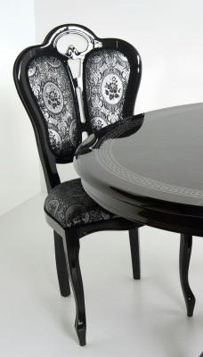 Stuhl Schwarz Silber Design Wohnzimmer Esszimmer Holz Stühle Polster Made Italy